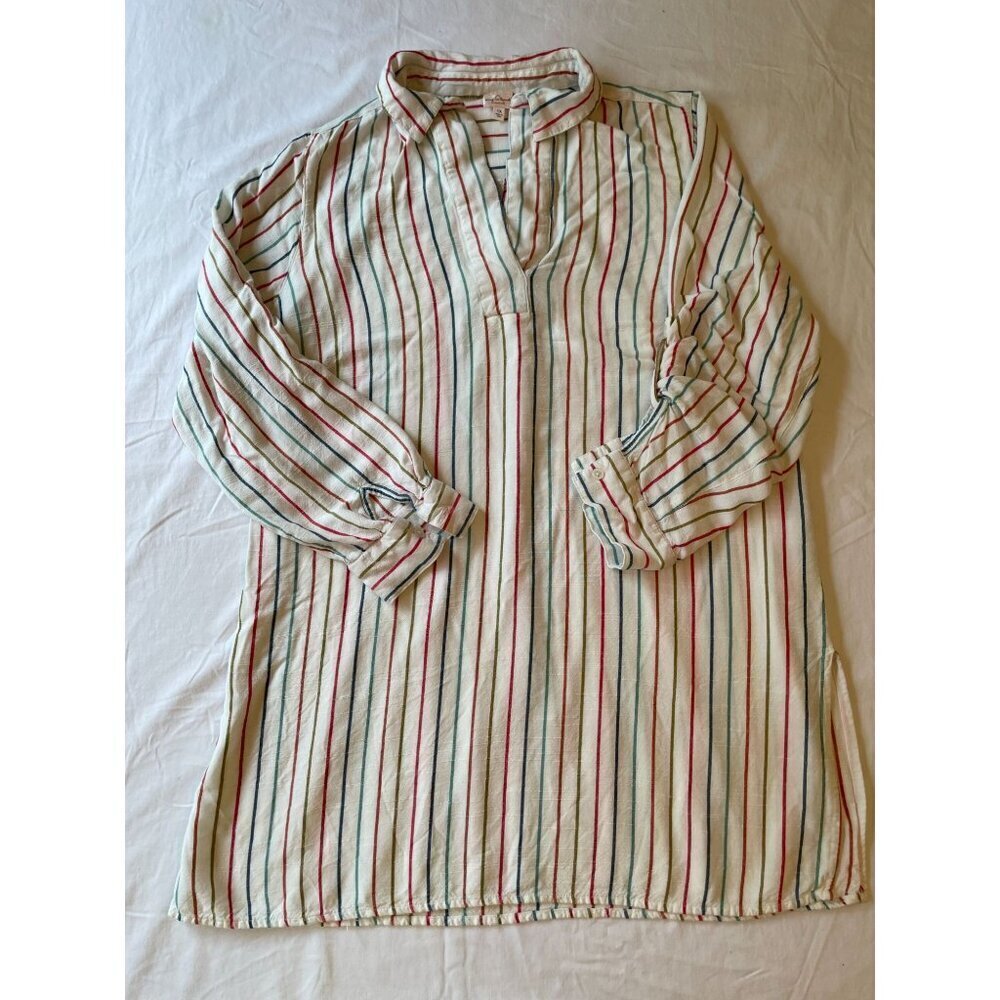 Anthropologie Striped Long Sleeve Dress - Cream and Red